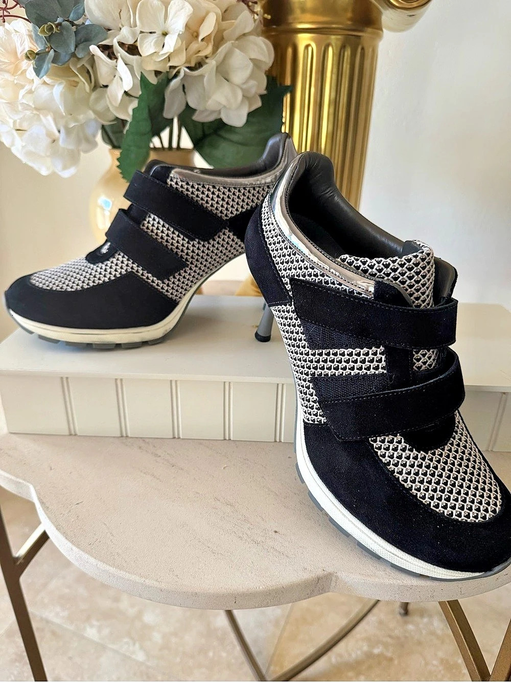 Gorgeous Sneex high heeled sneakers in Black & Gray